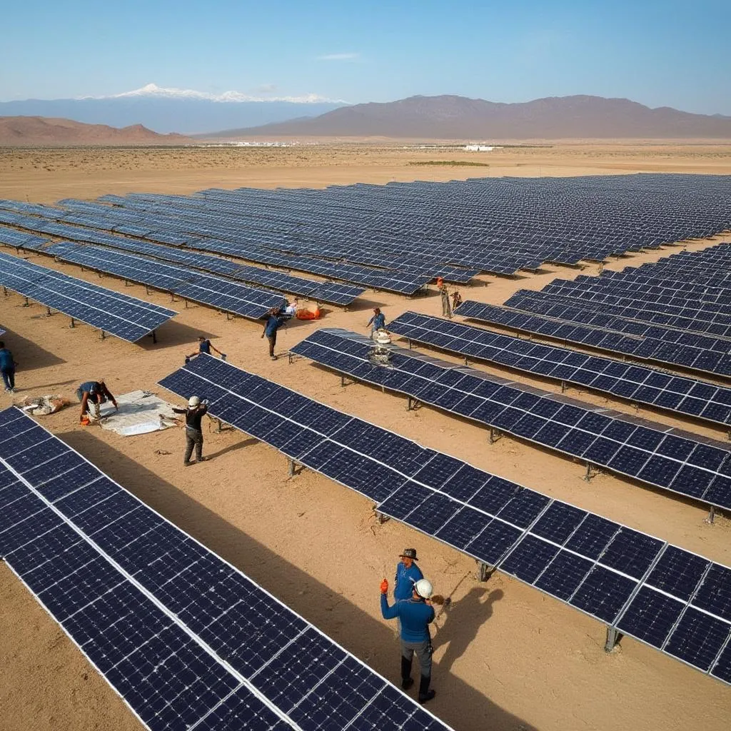 Parque de energía solar en la región de La Guajira, Colombia